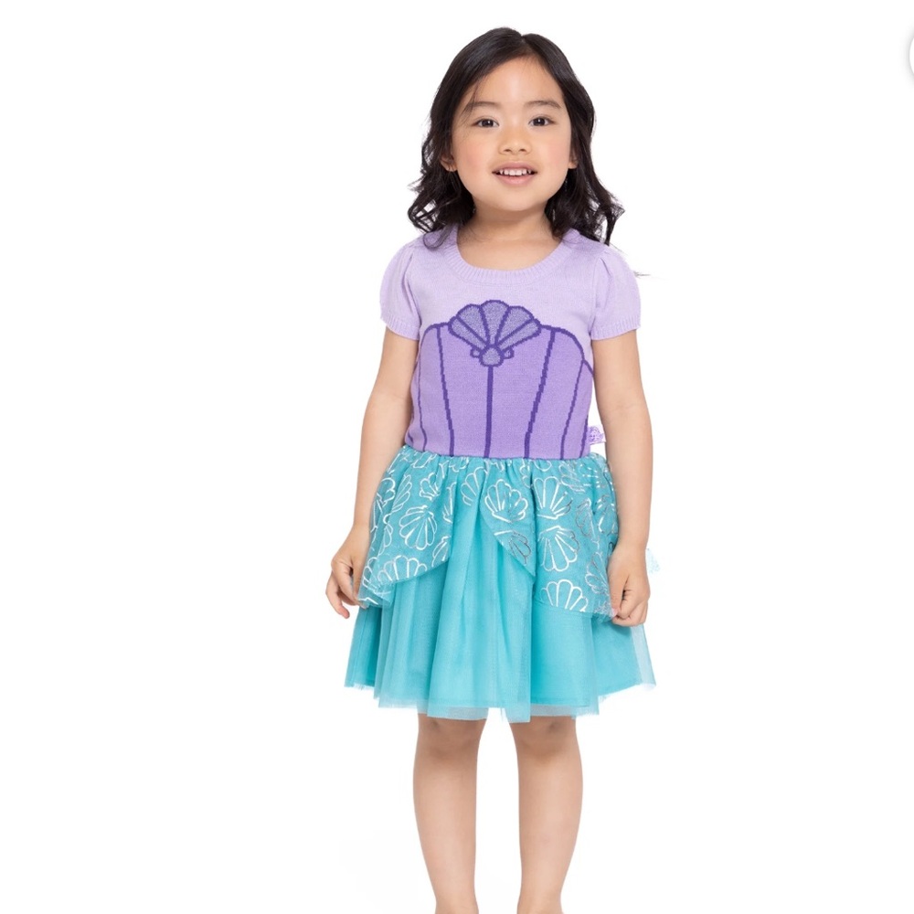 Disney Princess Toddler Girl Ariel Cosplay Sweater Dress, Sizes 12M- 2T